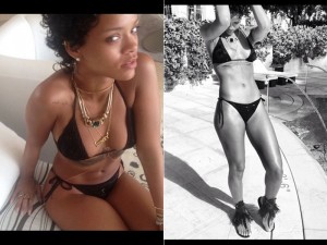 Rihanna posa de biquíni preto